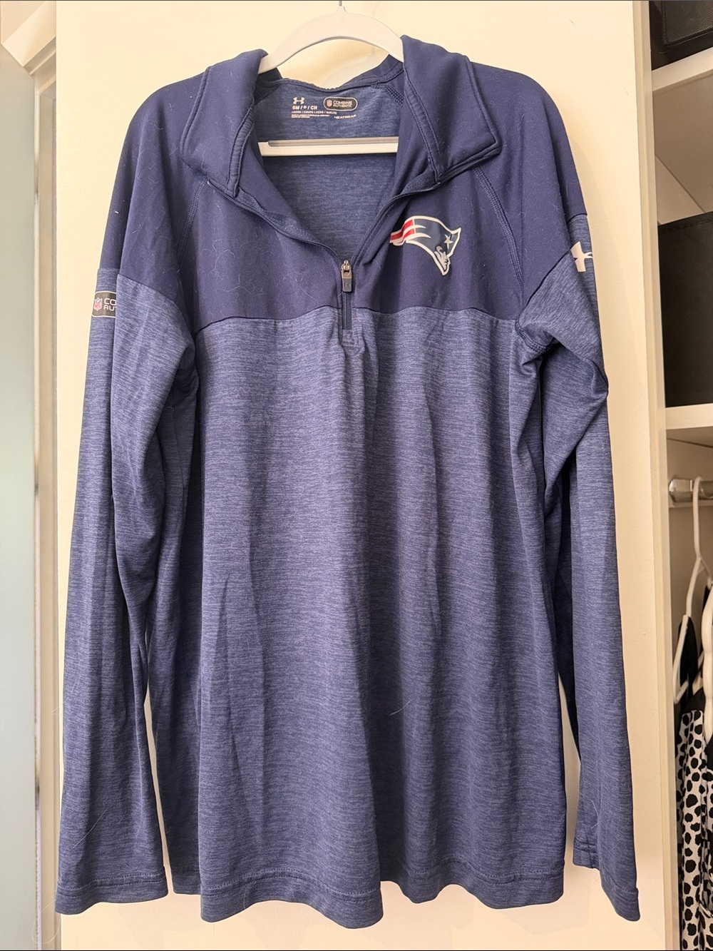 Under Armour Navy Two-Tone New England Patriots 1/4 Zip Pullover